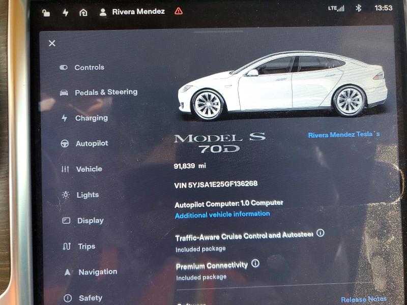 Продажа на аукционе авто 2016 Tesla Model S, vin: 5YJSA1E25GF136268, номер лота: 59649846
