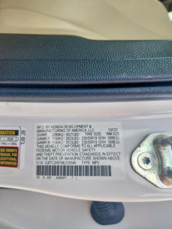 60600006 :رقم المزاد ، 5J8TC2H51NL018546 vin ، 2022 Acura Rdx مزاد بيع