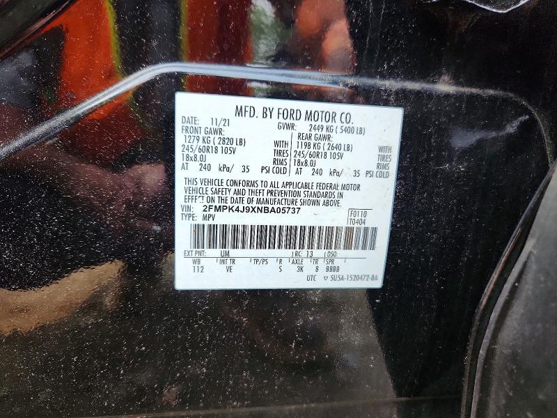 Продаж на аукціоні авто 2022 Ford Edge, vin: 2FMPK4J9XNBA05737, номер лоту: 61627026