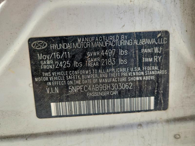 Продаж на аукціоні авто 2011 Hyundai Sonata, vin: 5NPEC4AB9BH303062, номер лоту: 59659376