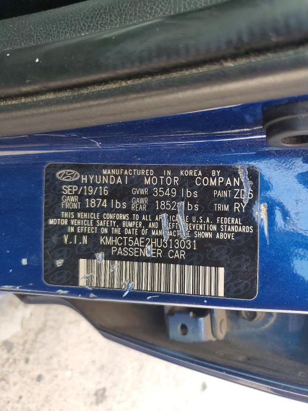 Продаж на аукціоні авто 2017 Hyundai Accent, vin: KMHCT5AE2HU313031, номер лоту: 61628246
