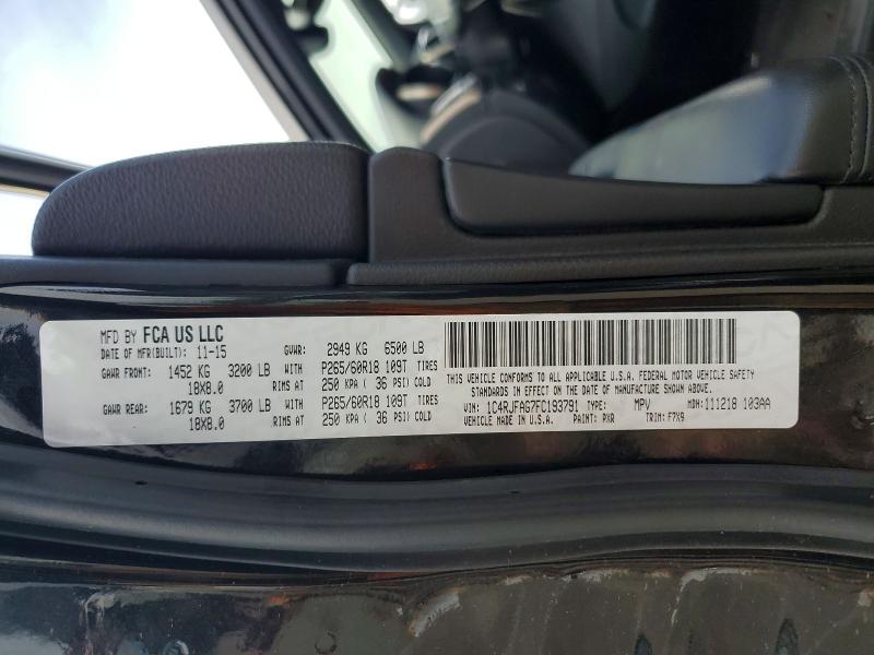2015 Jeep Grand Cherokee მანქანა იყიდება აუქციონზე, vin: 1C4RJFAG7FC193791, აუქციონის ნომერი: 59629486