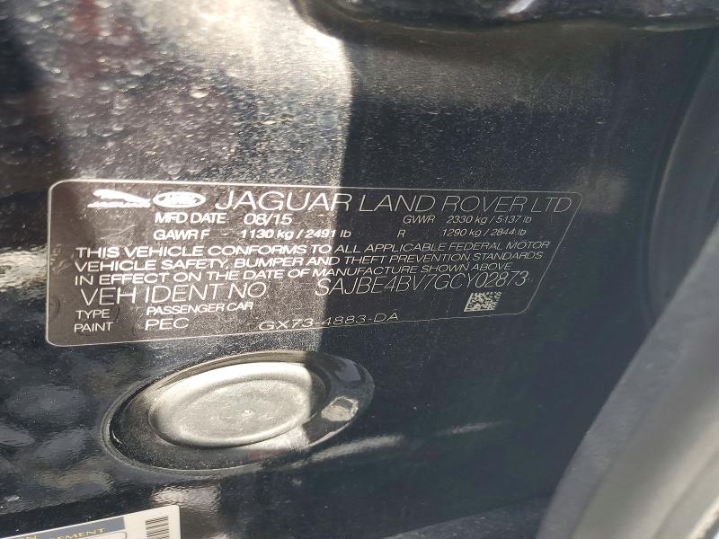 60162606 :رقم المزاد ، SAJBE4BV7GCY02873 vin ، 2016 Jaguar Xf مزاد بيع