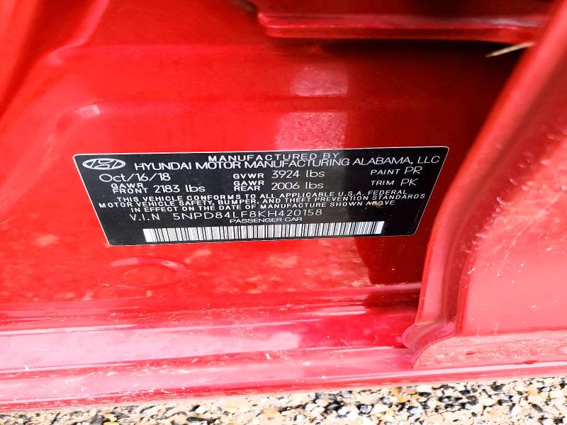 61279526 :رقم المزاد ، 5NPD84LF8KH420158 vin ، 2019 Hyundai Elantra مزاد بيع