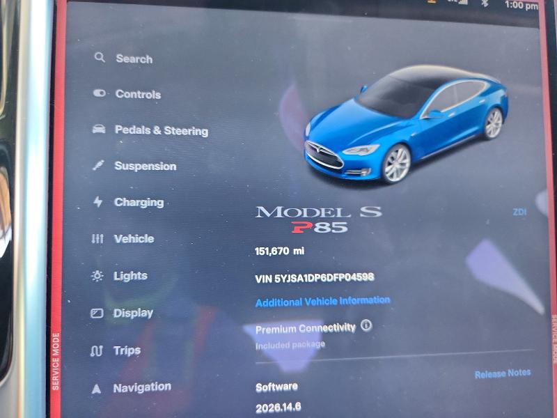 2013 Tesla Model S მანქანა იყიდება აუქციონზე, vin: 5YJSA1DP6DFP04598, აუქციონის ნომერი: 60368616