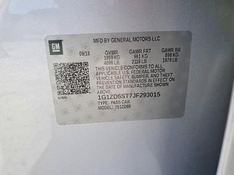 Продаж на аукціоні авто 2018 Chevrolet Malibu, vin: 1G1ZD5ST7JF293015, номер лоту: 60321226