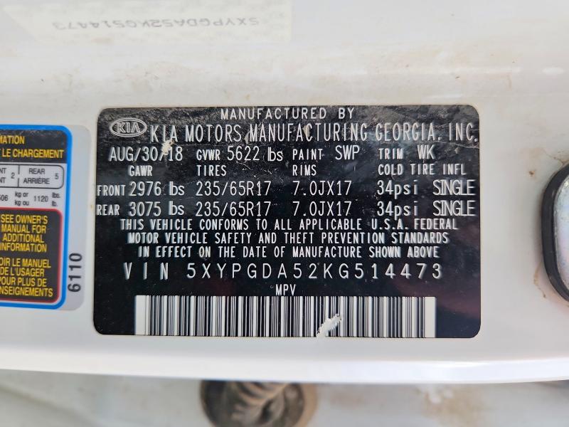 Продажа на аукционе авто 2019 Kia Sorento, vin: 5XYPGDA52KG514473, номер лота: 60192316