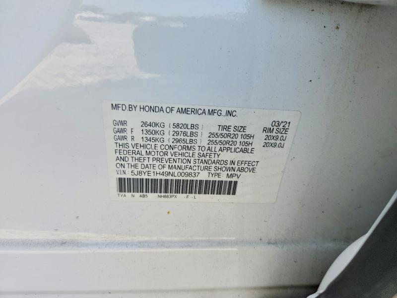 Aukcja sprzedaży 2022 Acura Mdx, vin: 5J8YE1H49NL009837, numer aukcji: 95590105