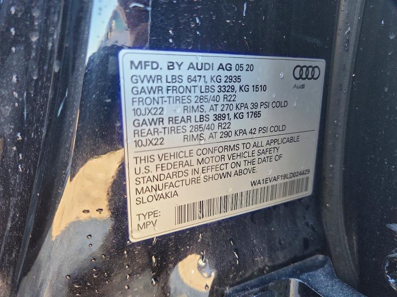 Aukcja sprzedaży 2020 Audi Q8, vin: WA1EVAF19LD024429, numer aukcji: 59555826