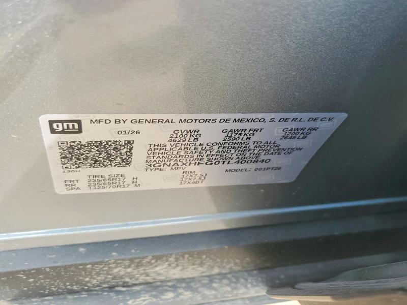 Aukcja sprzedaży 2026 Chevrolet Equinox, vin: 3GNAXHEG0TL400840, numer aukcji: 60838146