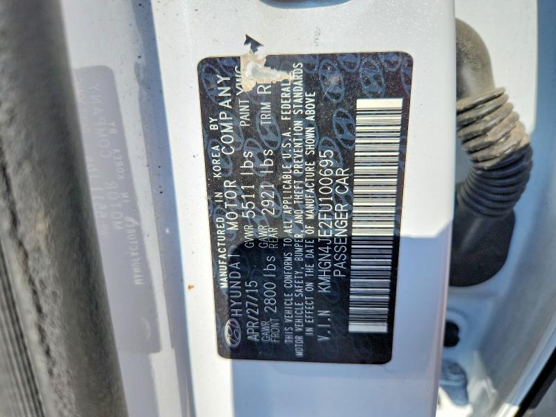 2015 Hyundai Genesis მანქანა იყიდება აუქციონზე, vin: KMHGN4JE2FU100695, აუქციონის ნომერი: 60186566