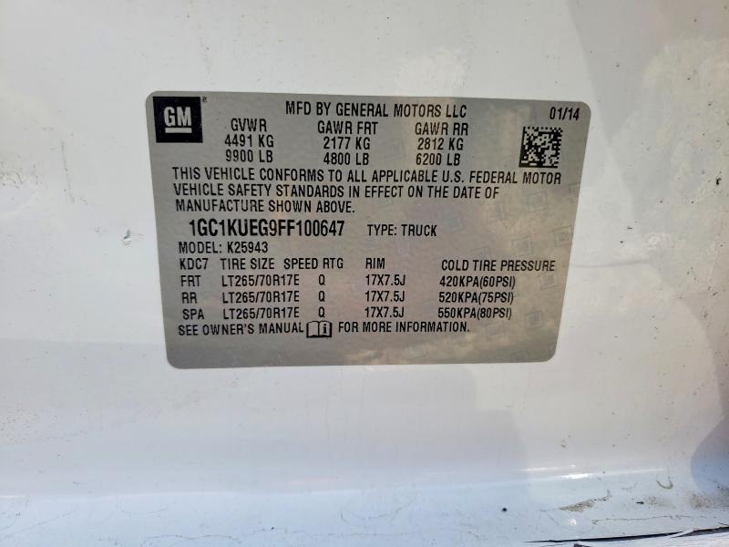 2015 Chevrolet Silverado მანქანა იყიდება აუქციონზე, vin: 1GC1KUEG9FF100647, აუქციონის ნომერი: 60064506
