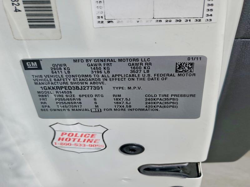 62938846 :رقم المزاد ، 1GKKRPED3BJ277391 vin ، 2011 Gmc Acadia مزاد بيع