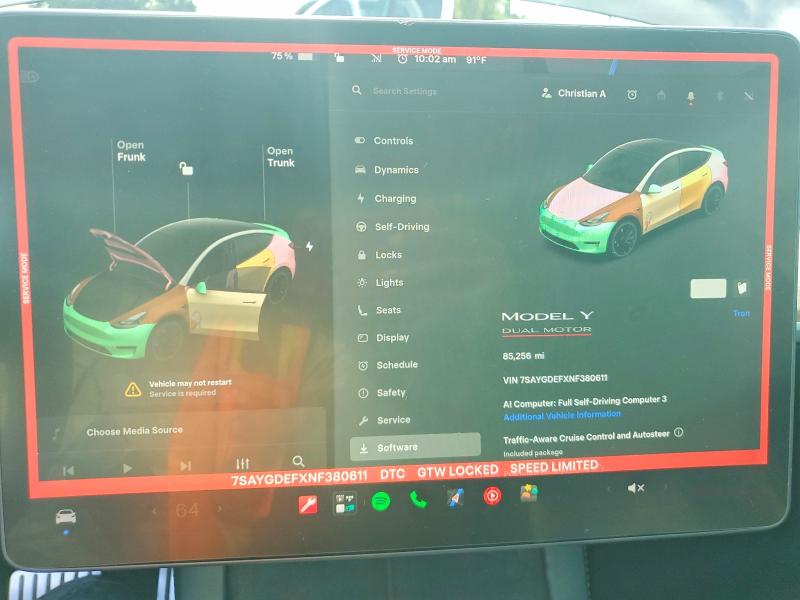 2022 Tesla Model Y მანქანა იყიდება აუქციონზე, vin: 7SAYGDEFXNF380611, აუქციონის ნომერი: 59268166