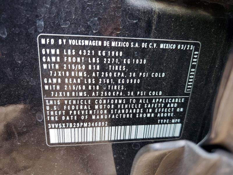 Aukcja sprzedaży 2023 Volkswagen Taos, vin: 3VVSX7B29PM346892, numer aukcji: 60242876