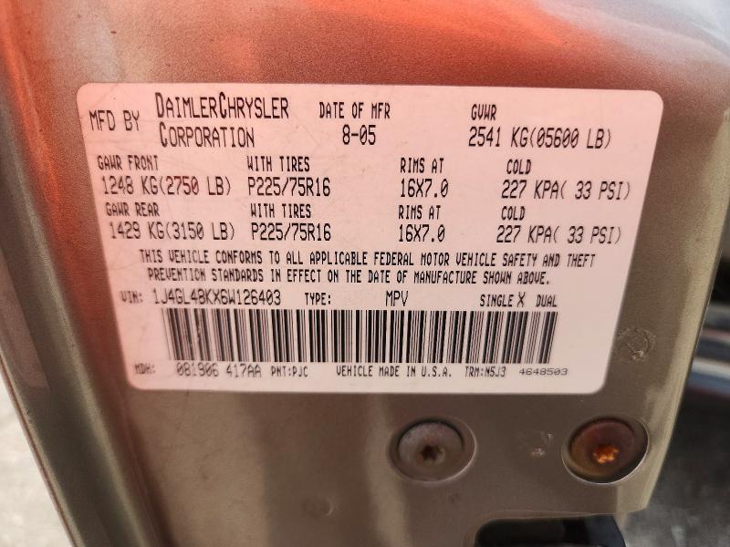 Aukcja sprzedaży 2006 Jeep Liberty, vin: 1J4GL48KX6W126403, numer aukcji: 62883746