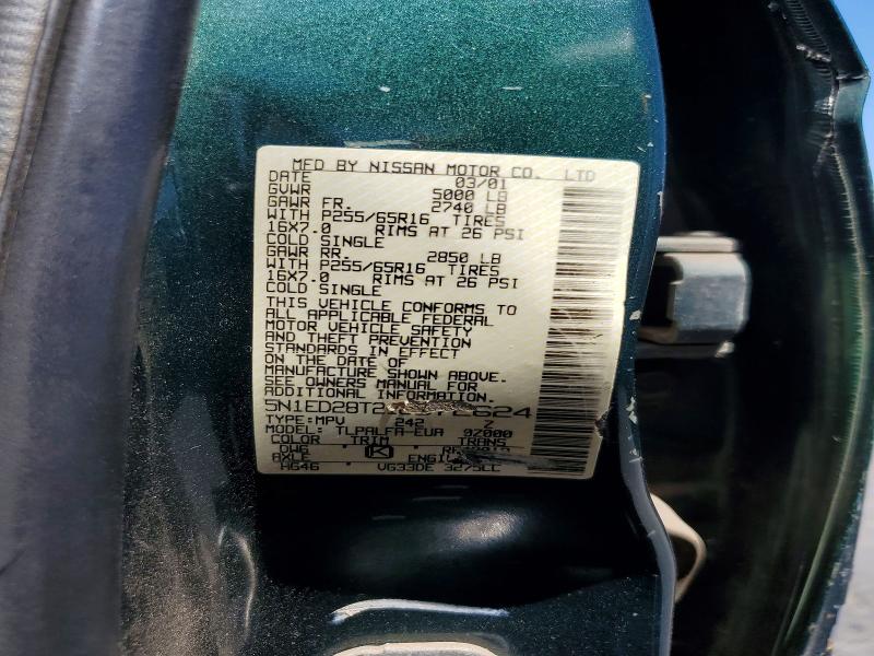 62707666 :رقم المزاد ، 5N1ED28T21C572624 vin ، 2001 Nissan Xterra مزاد بيع