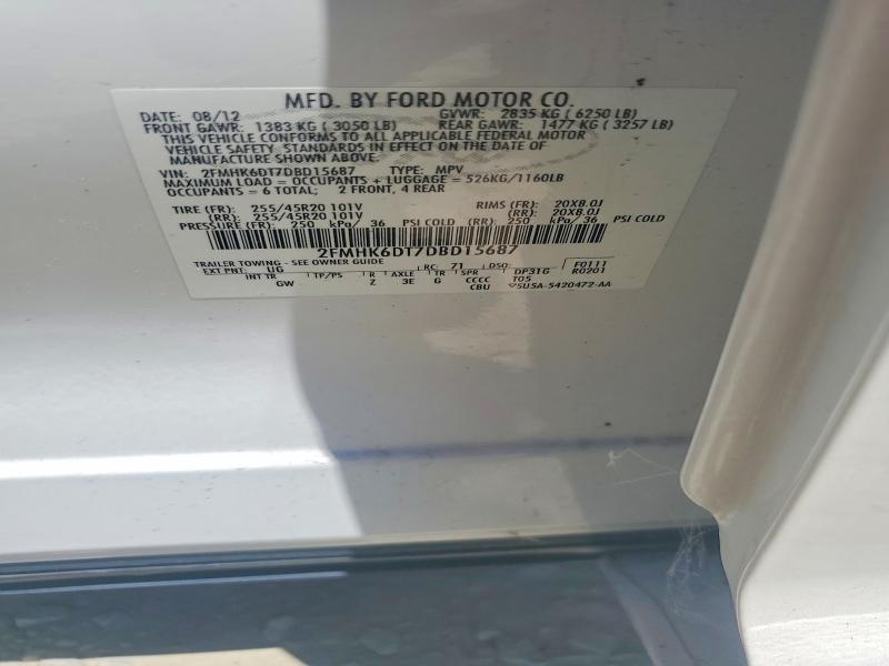 Aukcja sprzedaży 2013 Ford Flex, vin: 2FMHK6DT7DBD15687, numer aukcji: 62348306