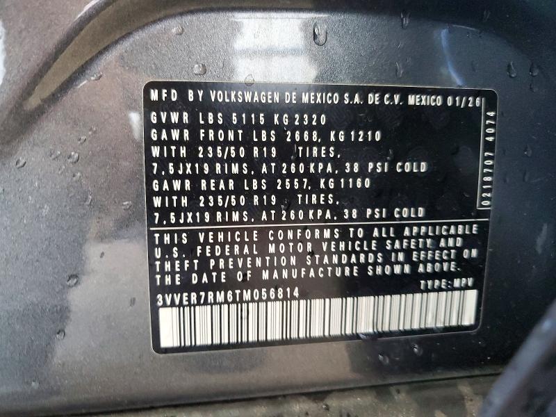 Aukcja sprzedaży 2026 Volkswagen Tiguan, vin: 3VVER7RM6TM056814, numer aukcji: 61608686