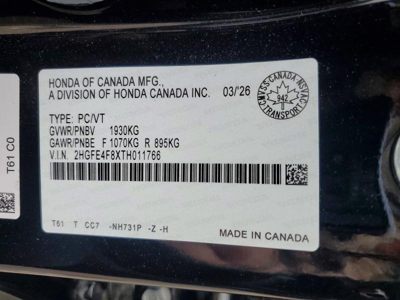 Продаж на аукціоні авто 2026 Honda Civic, vin: 2HGFE4F8XTH011766, номер лоту: 61361576