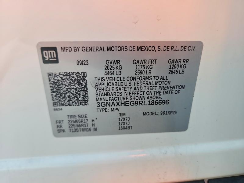 Aukcja sprzedaży 2024 Chevrolet Equinox, vin: 3GNAXHEG9RL186696, numer aukcji: 60681856