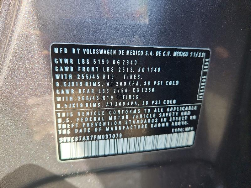 Aukcja sprzedaży 2023 Volkswagen Tiguan, vin: 3VVCB7AX7PM037079, numer aukcji: 62472186