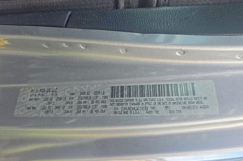 60821126 :رقم المزاد ، 1C4HJXEN4LW114193 vin ، 2020 Jeep Wrangler Unlimited مزاد بيع