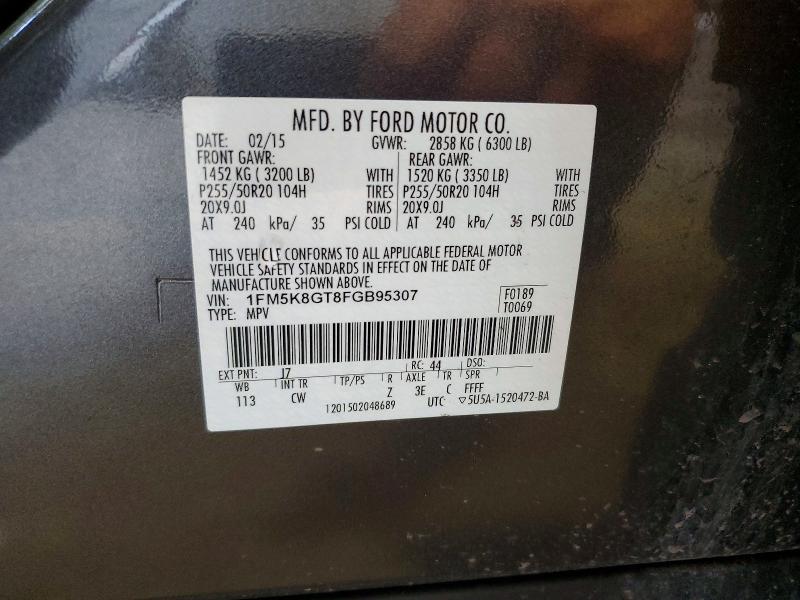 Aukcja sprzedaży 2015 Ford Explorer, vin: 1FM5K8GT8FGB95307, numer aukcji: 60614216