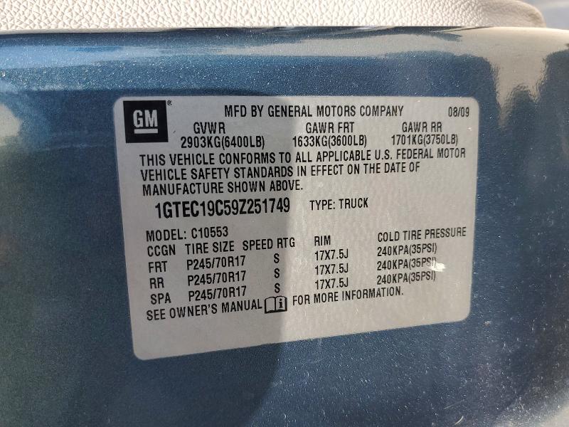 Aukcja sprzedaży 2009 Gmc Sierra, vin: 1GTEC19C59Z251749, numer aukcji: 62148776