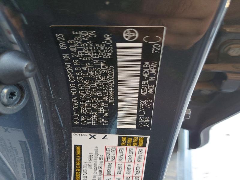 61620806 :رقم المزاد ، JTDB4MEE9R3020235 vin ، 2024 Toyota Corolla مزاد بيع