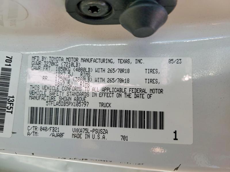 61364976 :رقم المزاد ، 5TFLA5DB5PX105797 vin ، 2023 Toyota Tundra مزاد بيع