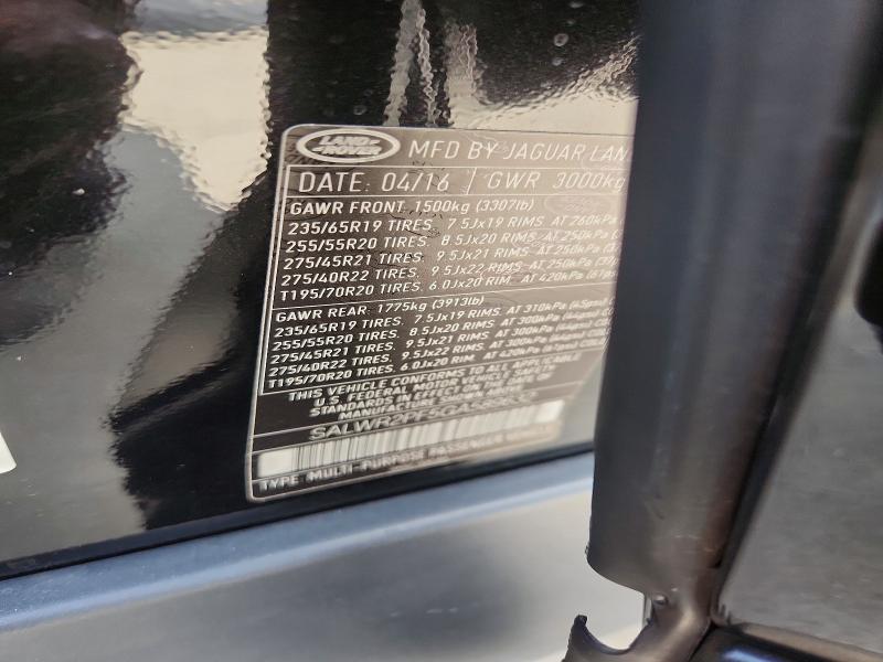 2016 Land Rover Range Rover Sport მანქანა იყიდება აუქციონზე, vin: SALWR2PF5GA589632, აუქციონის ნომერი: 85964615