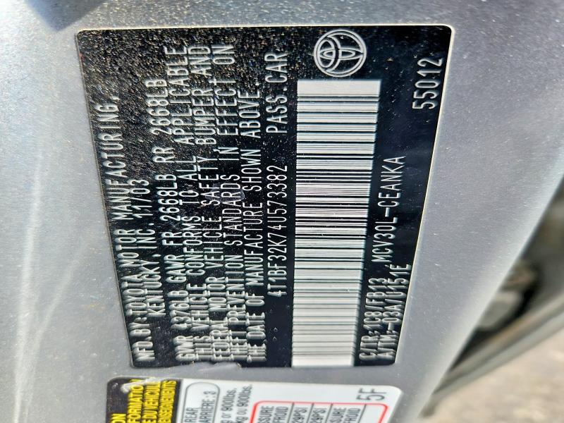 61583336 :رقم المزاد ، 4T1BF32K74U573382 vin ، 2004 Toyota Camry مزاد بيع