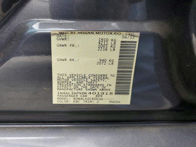 61867566 :رقم المزاد ، 1N4AL3APXDN401918 vin ، 2013 Nissan Altima مزاد بيع