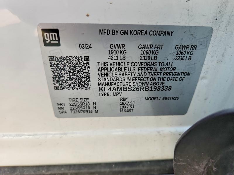 2024 Buick Encore Gx მანქანა იყიდება აუქციონზე, vin: KL4AMBS26RB198338, აუქციონის ნომერი: 61037446