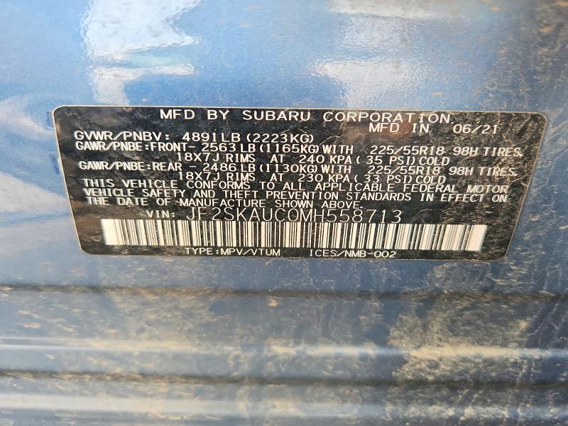 85967575 :رقم المزاد ، JF2SKAUC0MH558713 vin ، 2021 Subaru Forester مزاد بيع