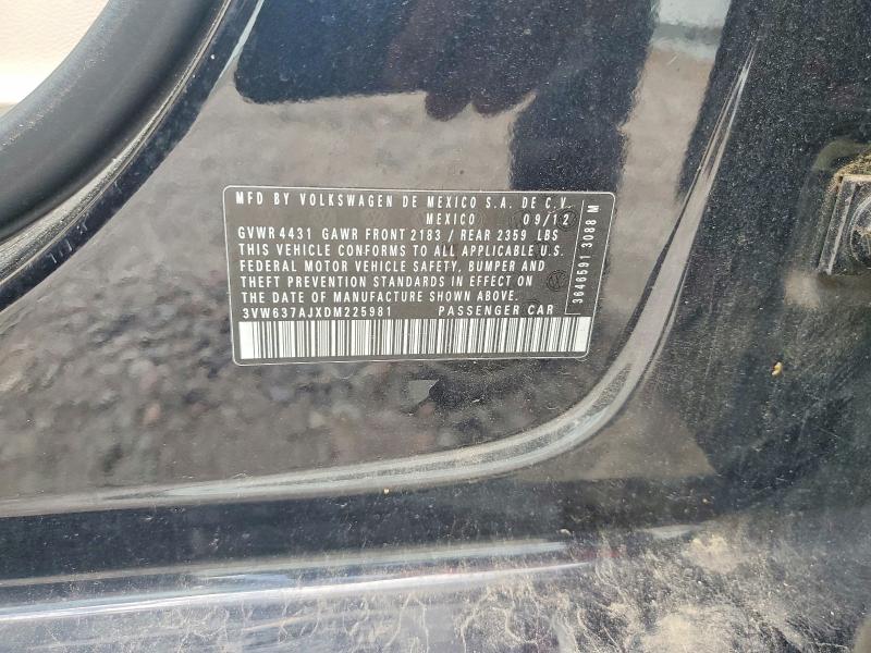60231366 :رقم المزاد ، 3VW637AJXDM225981 vin ، 2013 Volkswagen Jetta مزاد بيع