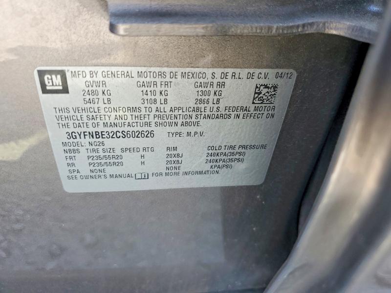 Продажа на аукционе авто 2012 Cadillac Srx, vin: 3GYFNBE32CS602626, номер лота: 59727086