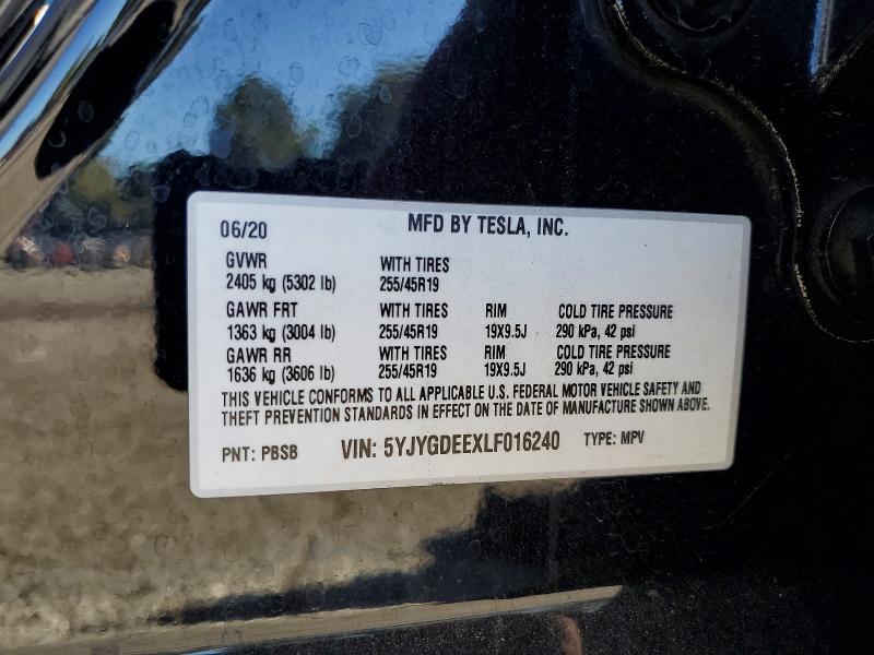 Продаж на аукціоні авто 2020 Tesla Model Y, vin: 5YJYGDEEXLF016240, номер лоту: 59369016