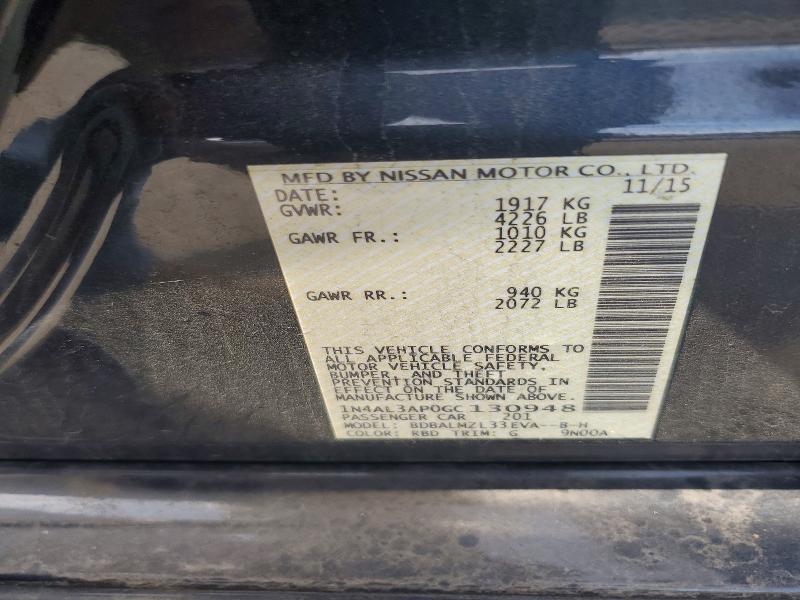 62232186 :رقم المزاد ، 1N4AL3AP0GC130948 vin ، 2016 Nissan Altima مزاد بيع