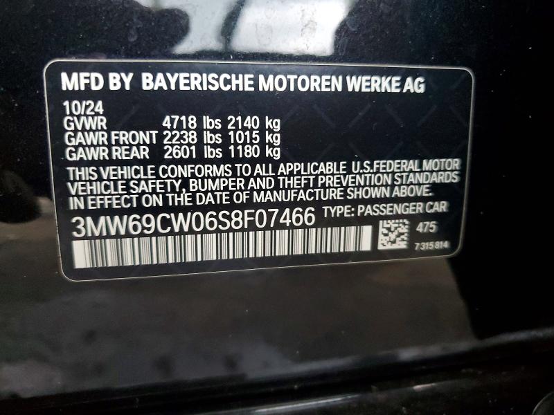 Продаж на аукціоні авто 2025 Bmw 330i, vin: 3MW69CW06S8F07466, номер лоту: 59385506