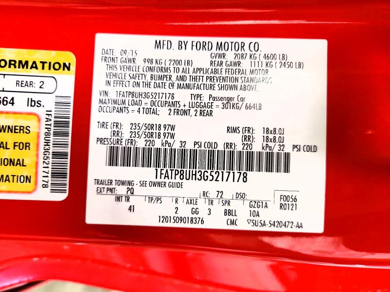 59824856 :رقم المزاد ، 1FATP8UH3G5217178 vin ، 2016 Ford Mustang مزاد بيع