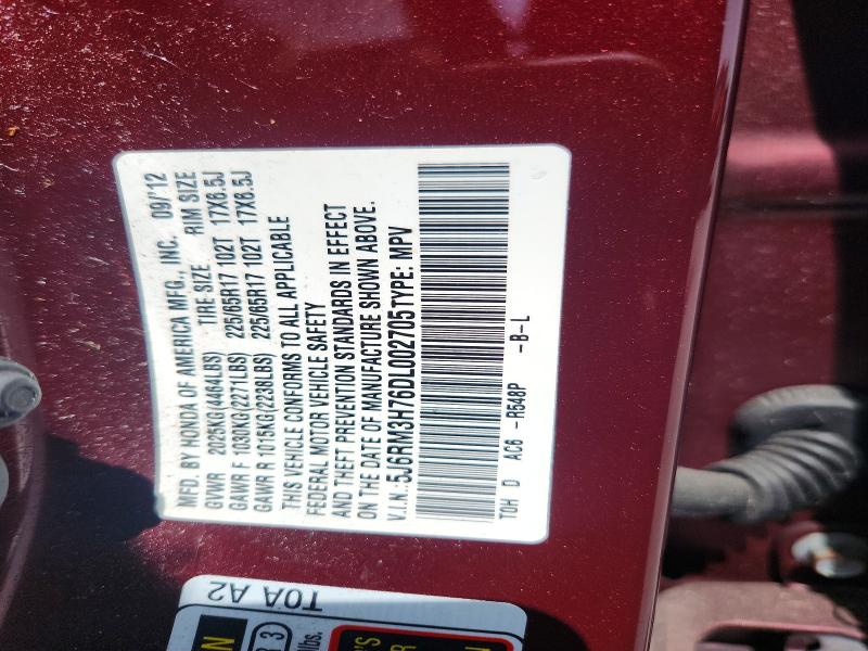 Продажа на аукционе авто 2013 Honda Cr-v 4d Exl, vin: 5J6RM3H76DL002705, номер лота: 60681426
