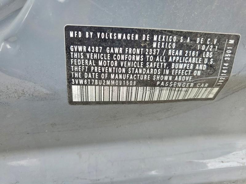 Aukcja sprzedaży 2021 Volkswagen Jetta, vin: 3VW6T7BU2MM091508, numer aukcji: 60109916