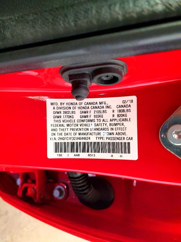 Продажа на аукционе авто 2018 Honda Civic, vin: 2HGFC1F32JH644624, номер лота: 60797926