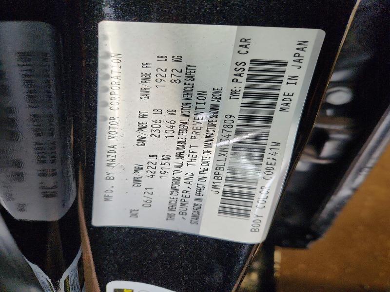 61152976 :رقم المزاد ، JM1BPBLLXM1347809 vin ، 2021 Mazda 3 مزاد بيع