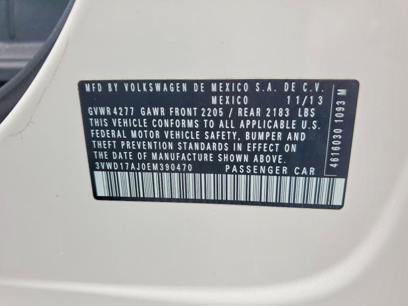 Продажа на аукционе авто 2014 Volkswagen Jetta, vin: 3VWD17AJ0EM390470, номер лота: 59788256