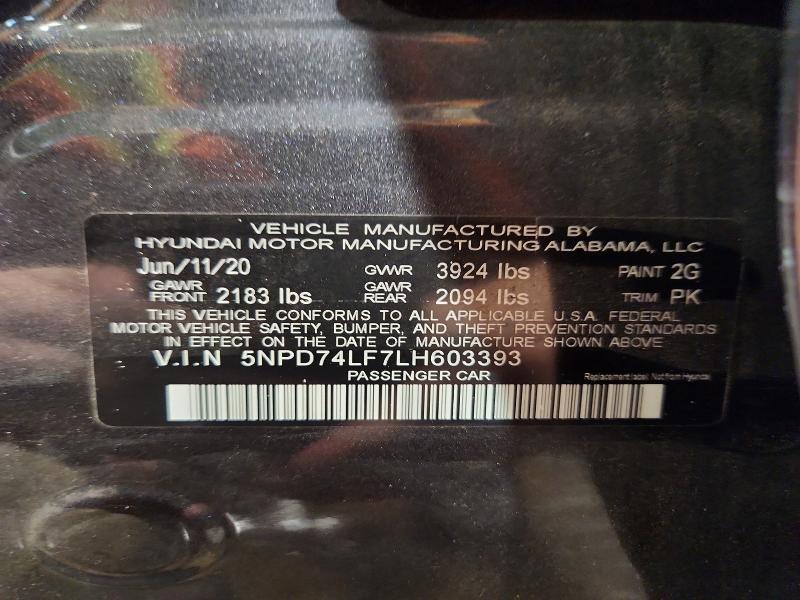 Aukcja sprzedaży 2020 Hyundai Elantra, vin: 5NPD74LF7LH603393, numer aukcji: 59632386