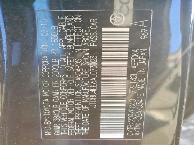 61669586 :رقم المزاد ، JTDBU4EE6AJ073023 vin ، 2010 Toyota Corolla مزاد بيع