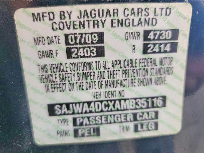 2010 Jaguar Xkr მანქანა იყიდება აუქციონზე, vin: SAJWA4DCXAMB35116, აუქციონის ნომერი: 60077586